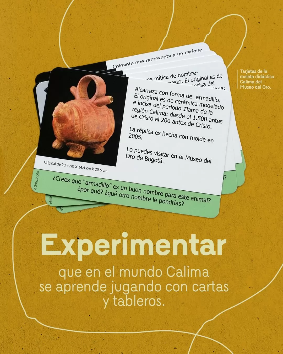 Imagen, con tarjetas de la maleta didáctica Calima Museo del Oro