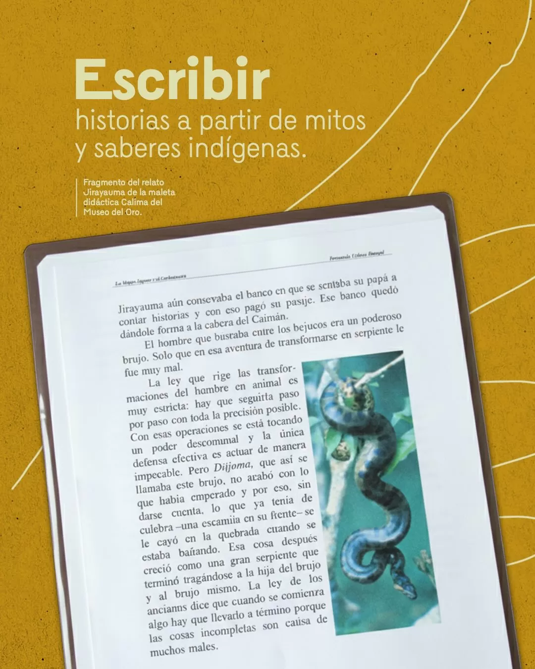 Imagen con fragmento del relato Jirayauma, de la maleta didáctica Calima del Museo del Oro