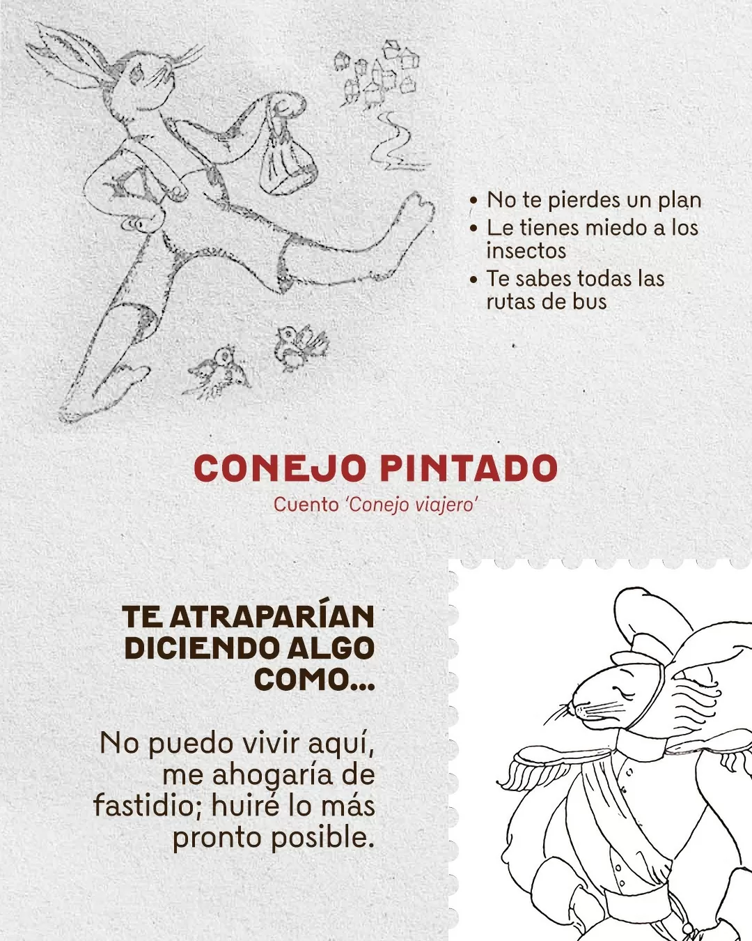 Ilustración de un conejo del cuento Conejo viajero