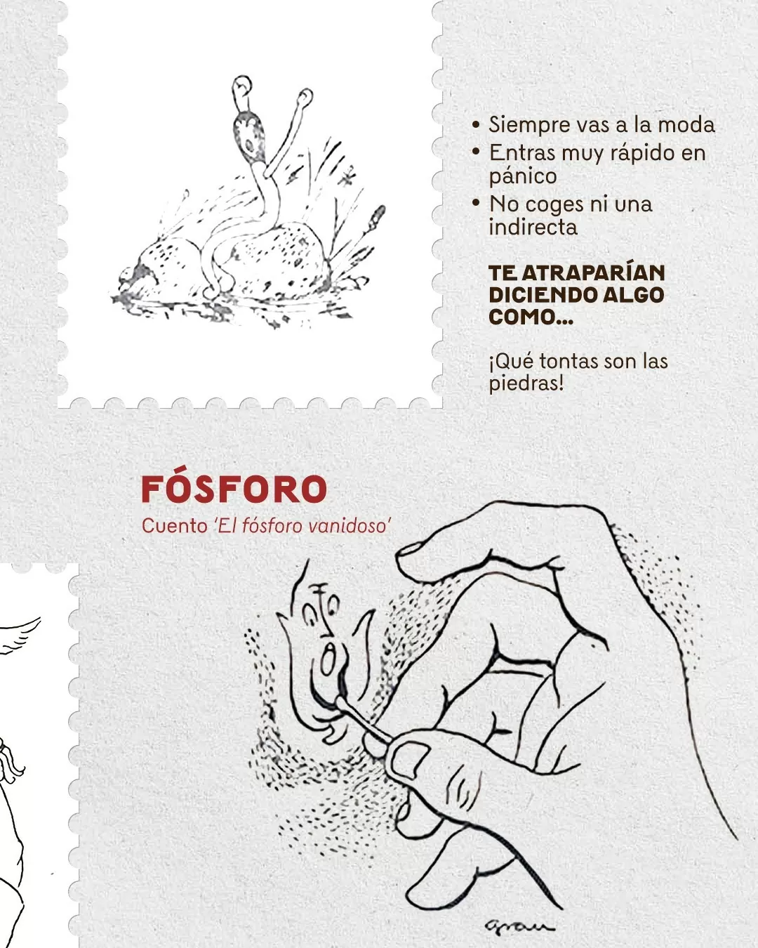 Ilustración de un fósforo del cuento Fósforo vanidoso