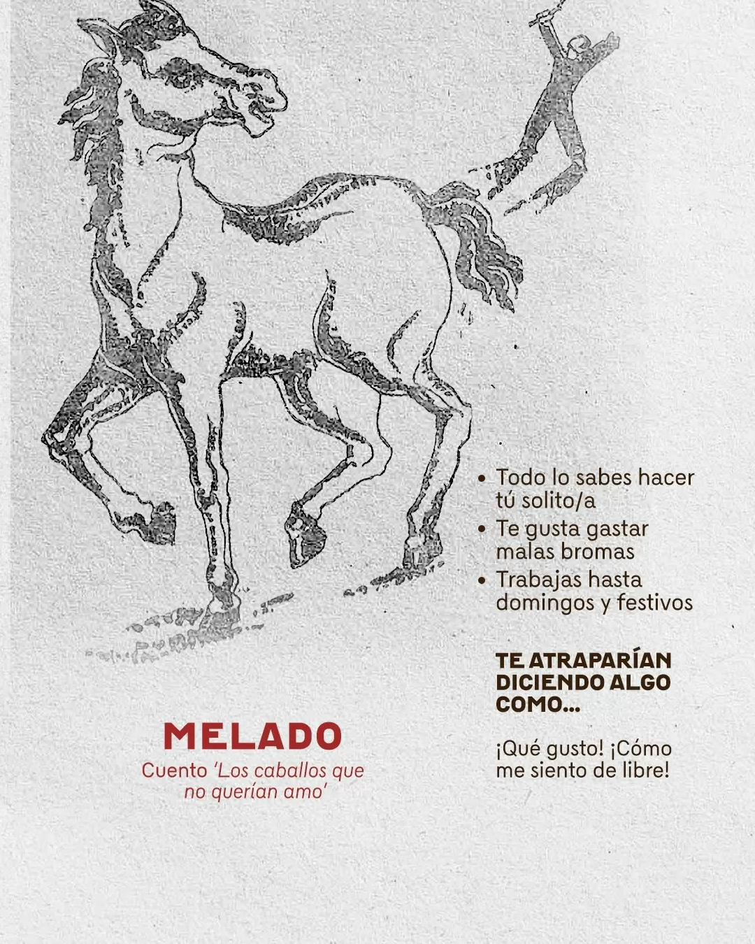 Ilustración de Melado del cuento Los caballos que no querían amo