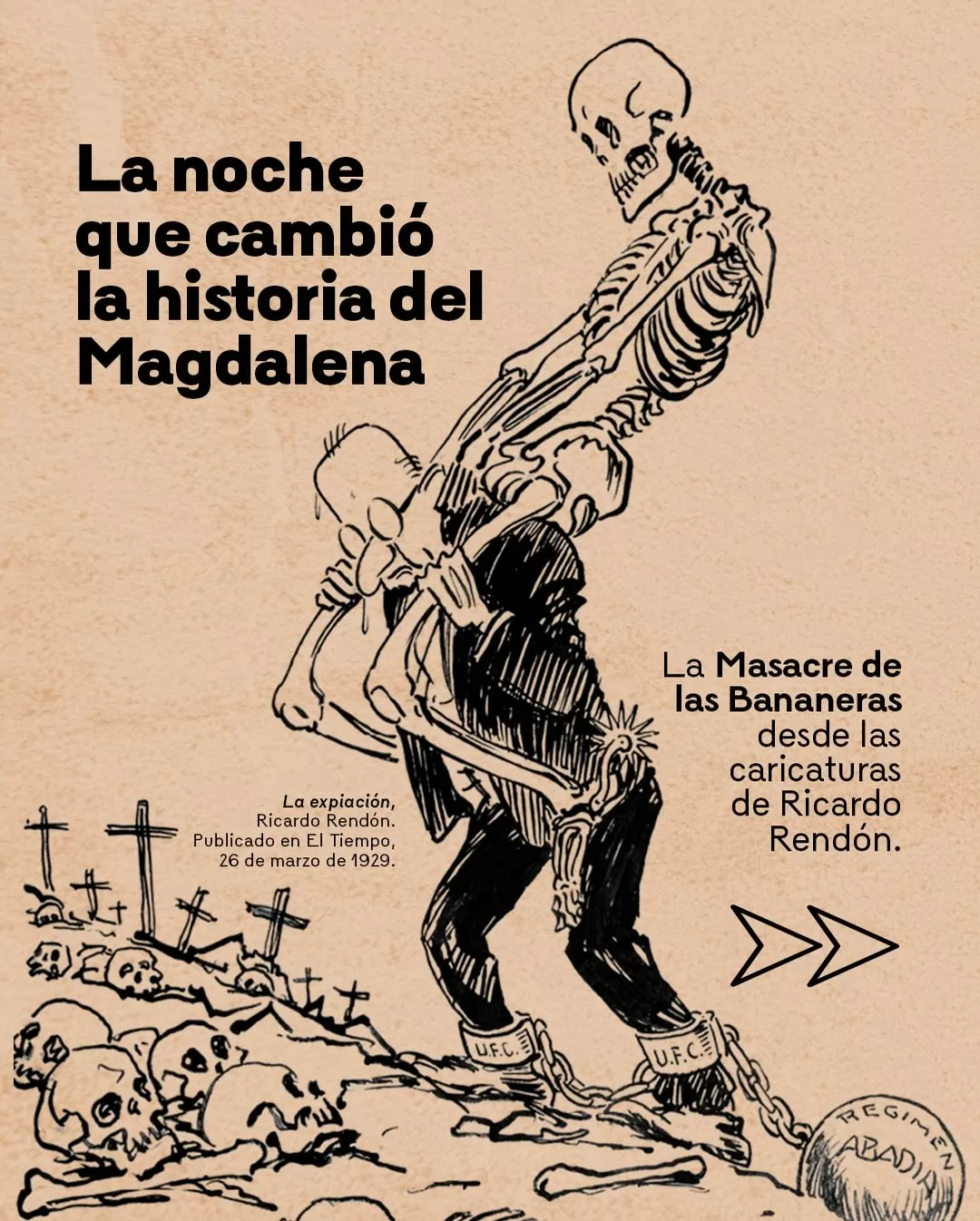 Dibujo de Ricardo Rendón sobre la masacre de las bananeras 