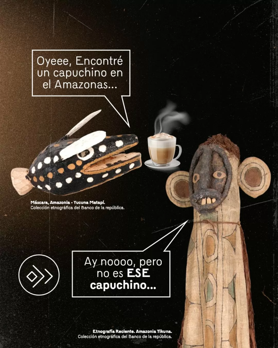 Imágenes a color de máscara Amazonia y etnografía reciente 