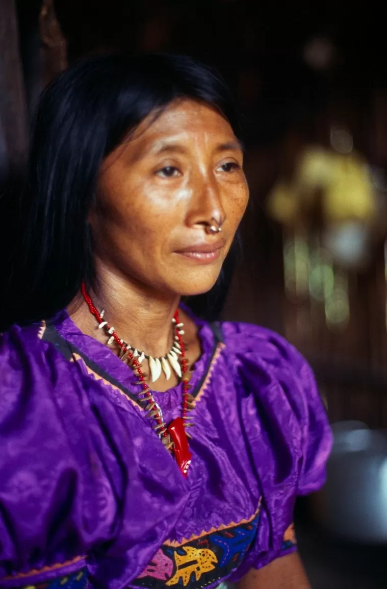 Mujer cuna retratada de semi perfil. Chocó, 1991. Brian Moser