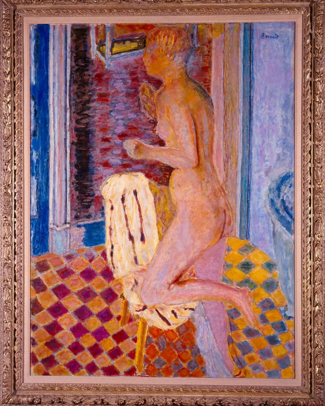 Obra: Nu à la chaise (Desnudo con silla), Pierre Bonnard, 1935-1938. Exposición permanente Museo Botero.