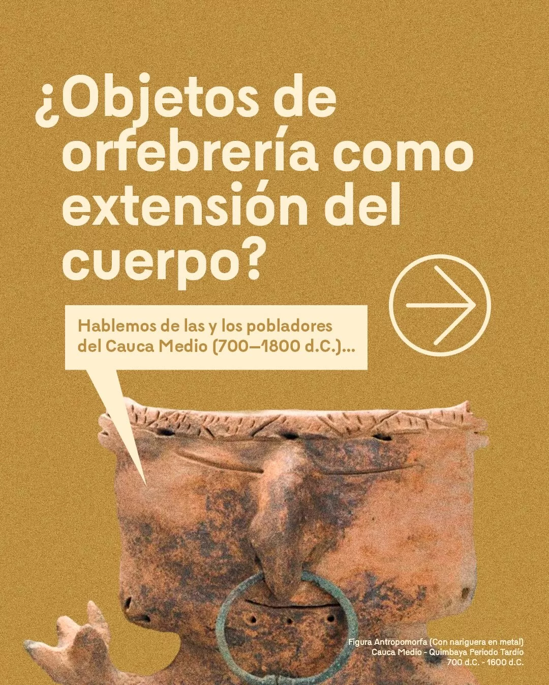 Figura Antropomorfa (Con nariguera en metal). Cauca Medio - Quimbaya Periodo Tardío, 700 d.C - 1600 d. C
