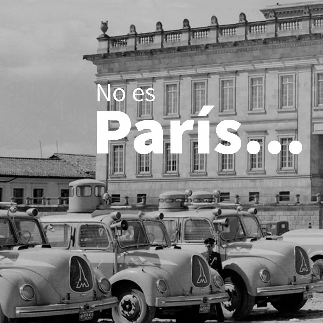  Fotografía de la Plaza Nuñez de la Colección de Gumersindo Cuéllar junto al texto "No es París"