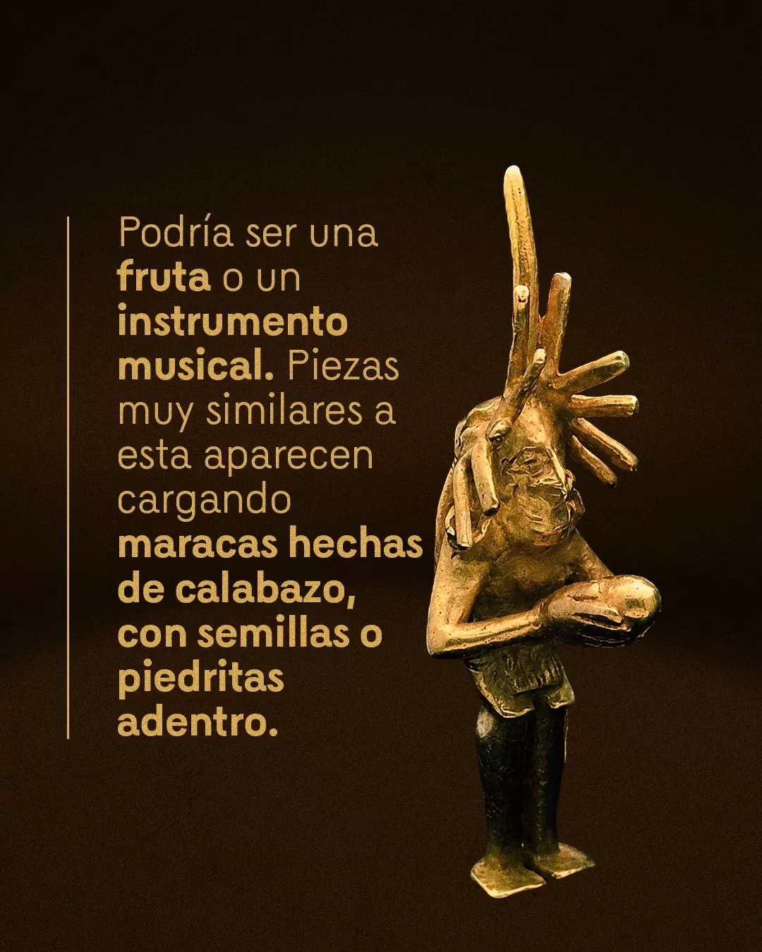 Imagen de colgante antropomorfo y el texto: Podría ser una fruta o un instrumento musical