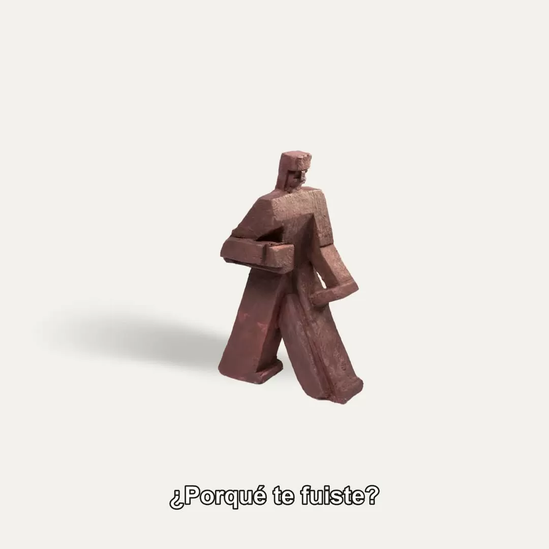 Figuras caminantes, Miguel Sopo, 1990 junto al texto ¿Porqué te fuiste?