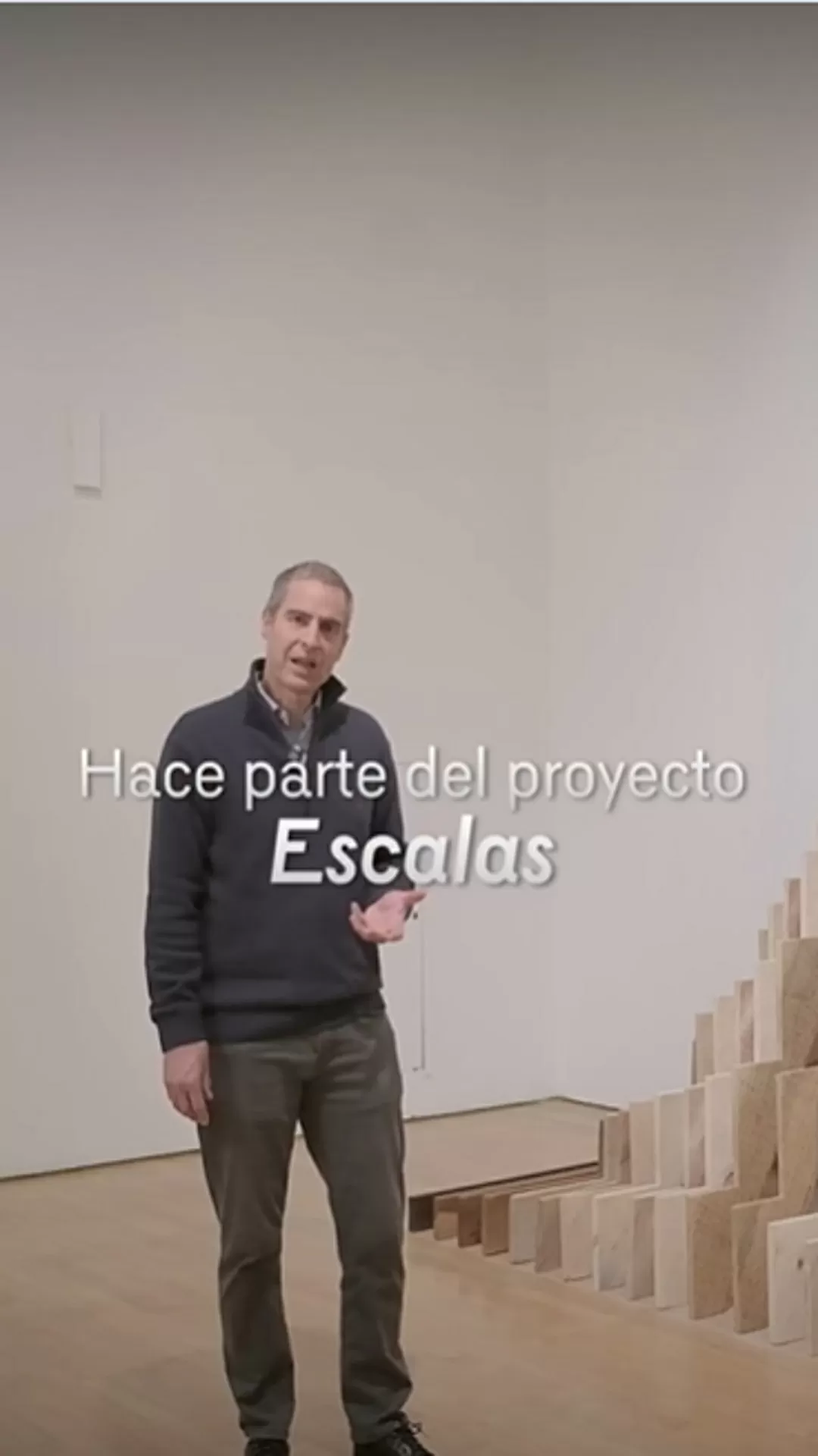 Juan Fernando Herrán, junto a una de sus obras, conocida como "progresión"