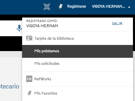 Captura de pantalla en Descubridor Mis préstamos Captura de pantalla en Descubridor Mis préstamos