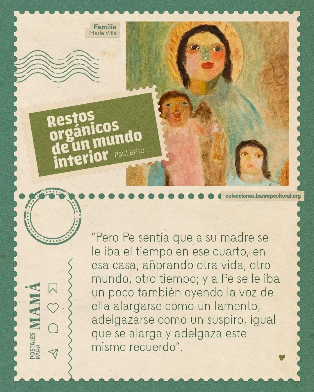 Obra 'Familia' de María Villa y el texto: Restos orgánicos de un mundo interior, Paul Brito