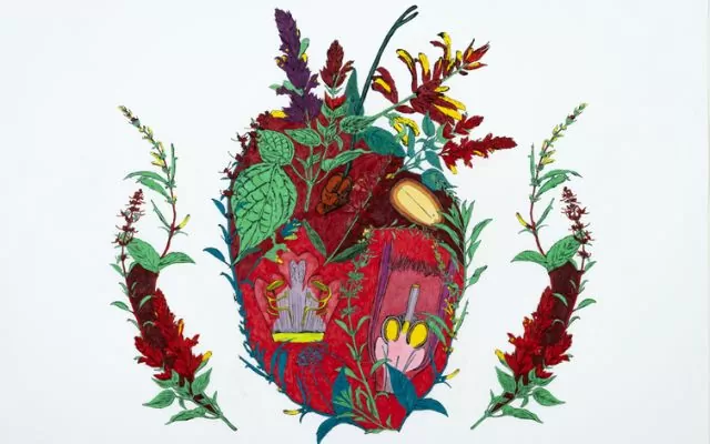 dibujo de un corazón formado por plantas