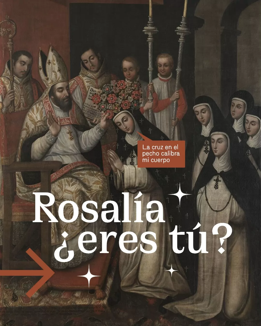 Imagen con la obra Consagración de Santa Inés de Montepulciano como prelada del Monasterio de Procena - Pintura Ca. 1775 1765, con texto sobr epuesto 