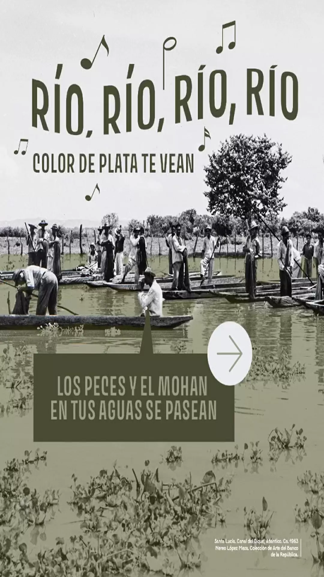 Foto a blanco y negro de Santa Lucia, Canal del Dique. Atlántico. Ca. 1963