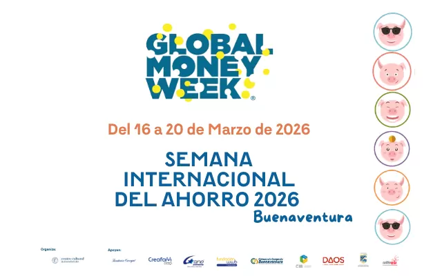 Pieza de la Semana del ahorro en Buenaventura con fechas y logos de entidades aliadas