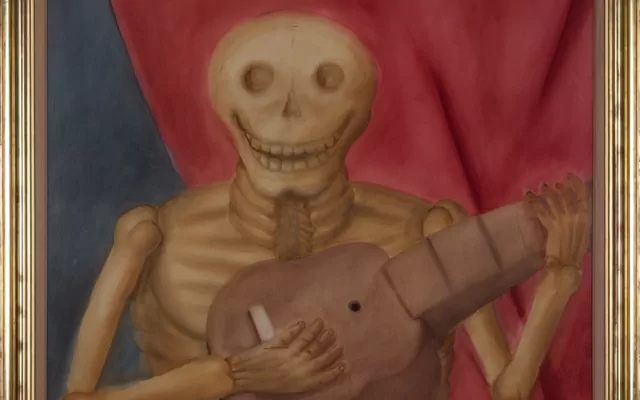 Obra La muerte tocando guitarra. Fernando Botero.