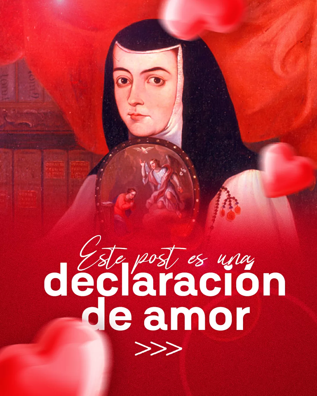 Ilustración a color, con retrato de Sor Juana Inés de la Cruz, Andrés de Islas (1772). Colección del Museo de Ámerica