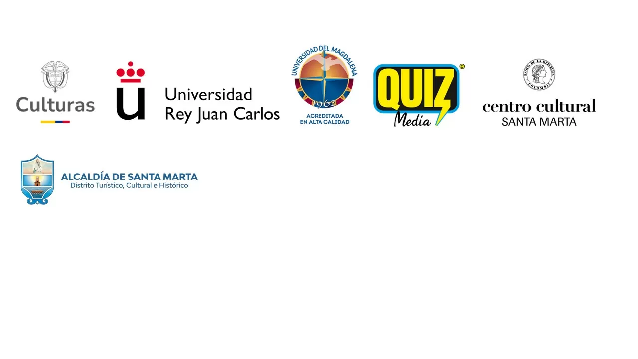Logos Universidad Rey Juan Carlos, Universidad del Magdalena, Alcaldía de Santa Marta, Quiz Media, Centro Cultural Santa Marta, Ministerio de las Culturas 