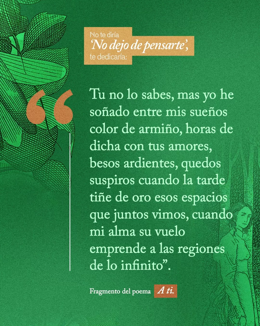 No te diría "No dejo de pensarte" te dedicaría Fragmento del poema A ti.