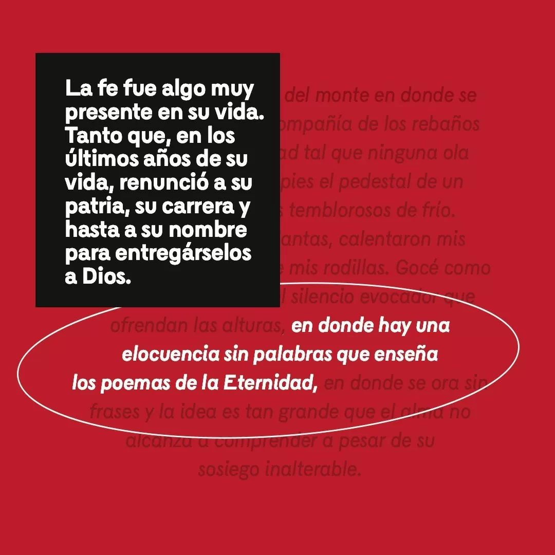 Imagen de fondo rojo y el texto: La fe fue algo muy presente en su vida