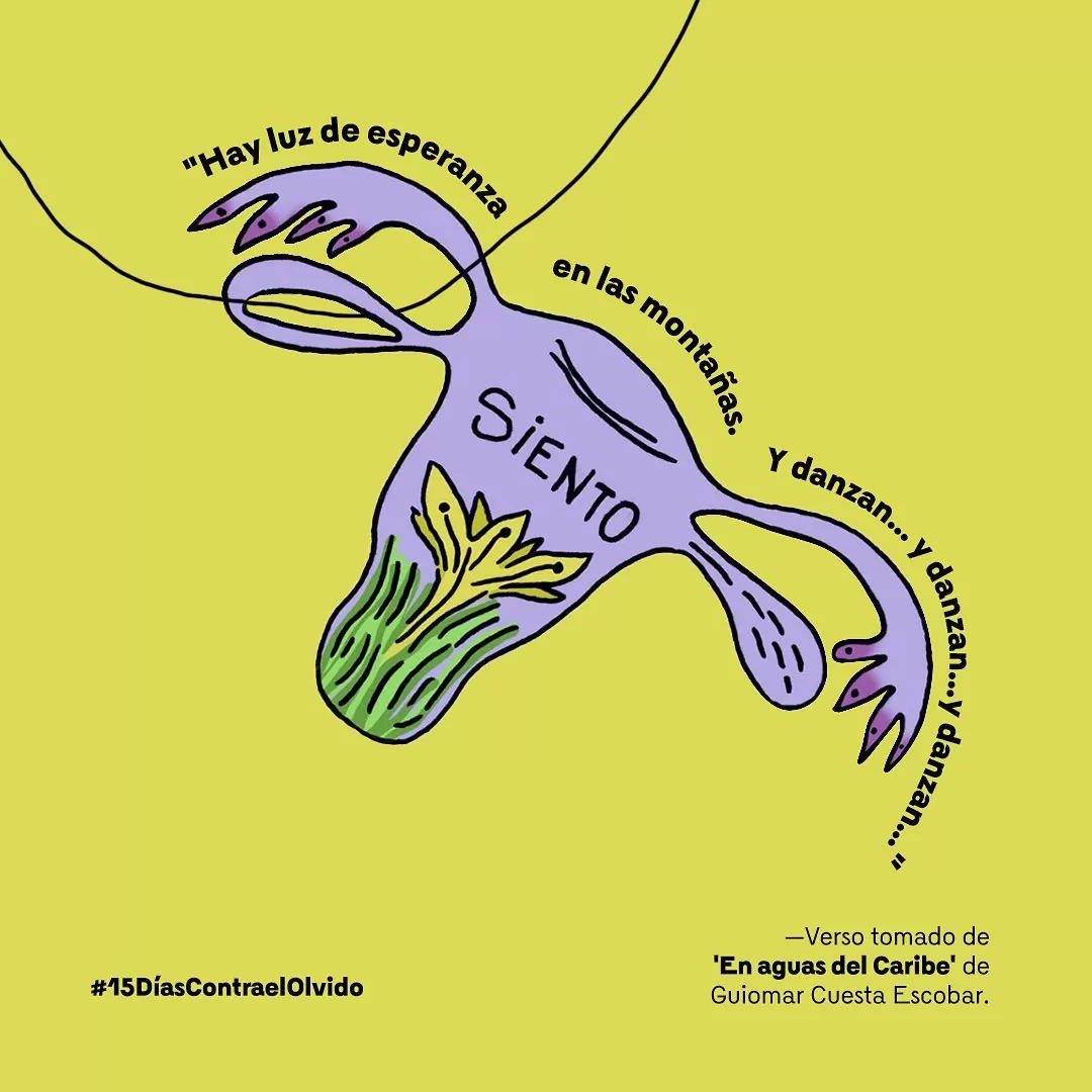 Verso del poema 'En Aguas del Caribe' de Guiomar Cuesta Escobar