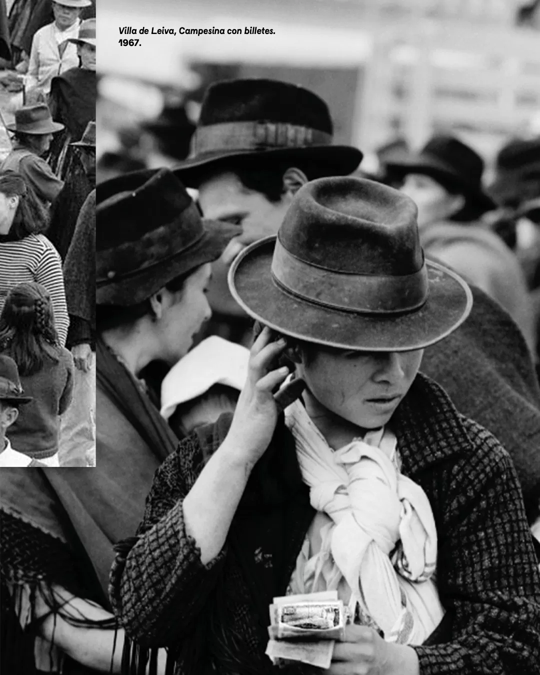 Fotografía de campesina con billetes en  Villa de Leyva