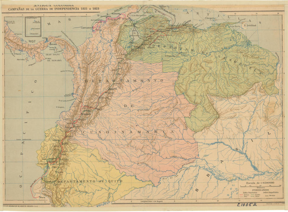 Antigua Colombia: campañas de la guerra de independencia 1821 a 1823, Instituto Geográfico de Agostini Novara (Italia), 1933.