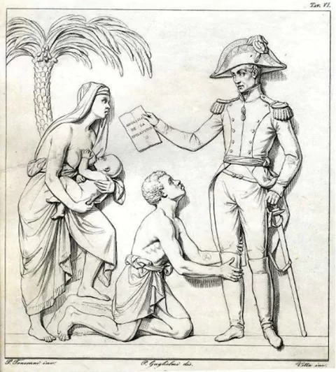  P. Tenerani, Abolición de la esclavitud. Colección Biblioteca Nacional de Colombia.