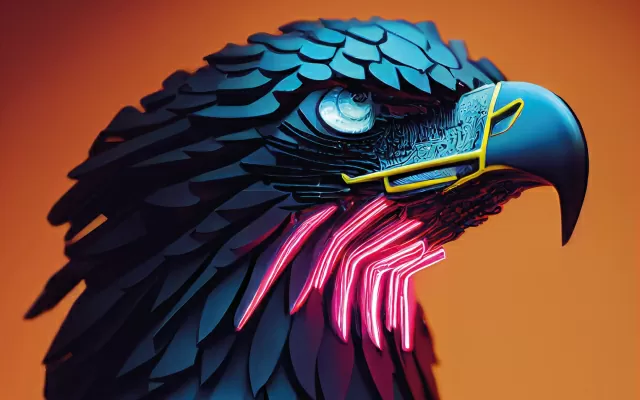 Un águila con un concepto de representación de tipo robot. Club de lectura de Ciencia Ficción 