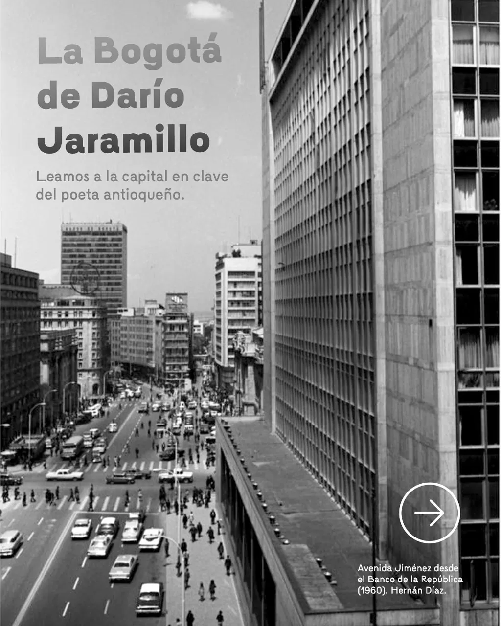 Avenida Jimenez desde el Banco de la República 1960