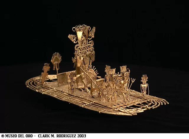 La balsa muisca escenografía y personajes