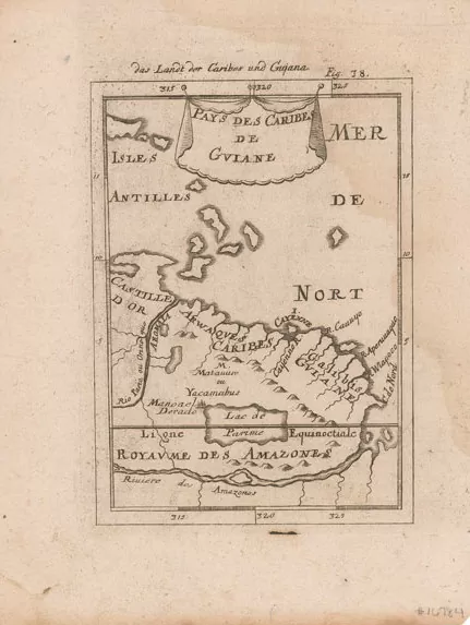 Mapa con la ubicación de la ciudad de Manoa o El Dorado, en Guayana Mapa con la ubicación de la ciudad de Manoa o El Dorado, en Guayana