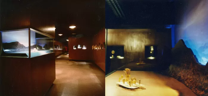 Exhibición de la balsa muisca en el piso 3 del Museo del Oro Exhibición de la balsa muisca en el piso 3 del Museo del Oro
