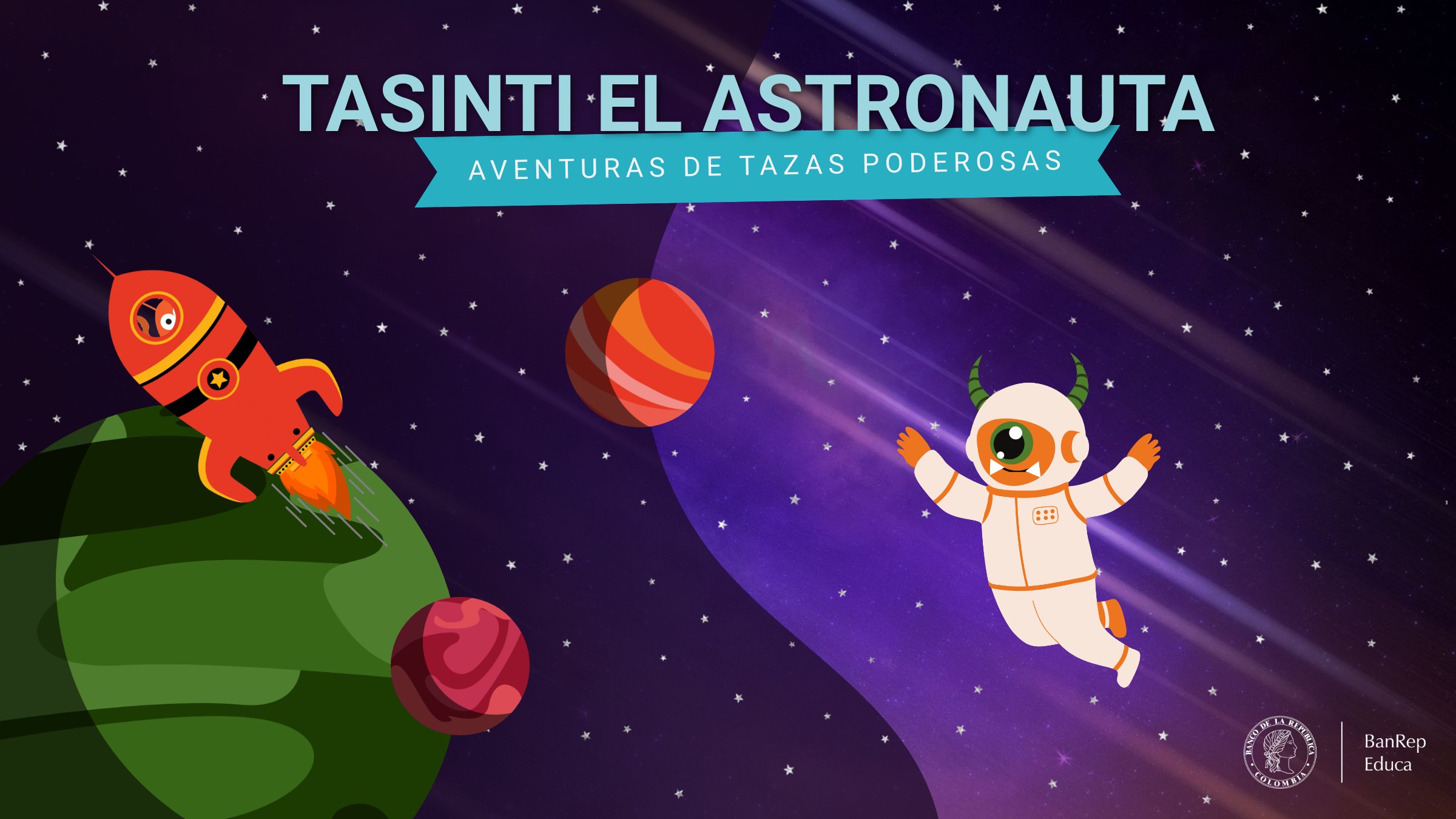 Ilustración Tasinti el astronauta. Juego del Departamento de Educación Económica y Financiera