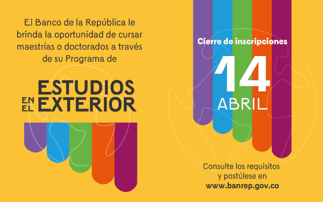 Convocatoria de estudios en el exterior Banco de la República 2024.