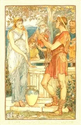 Belerofonte en la fuente, ilustración de Walter Crane, 1910.