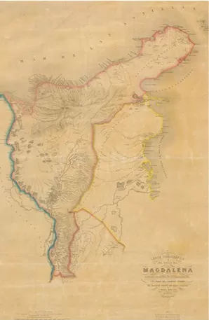 Carta corográfica del estado del Magdalena, construida con los datos de la Comisión Corográfica Magdalena