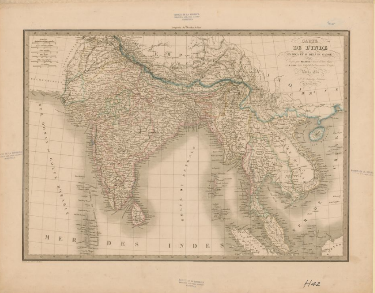 Carta de la india del lado y lado del Ganges
