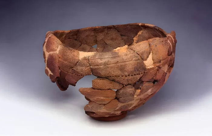 [6] Vasija elaborada en cerámica hallada en el conchero de Puerto Chacho, Departamento de Bolívar Ca. 3.100 a.C. Reg. 92-XII-83