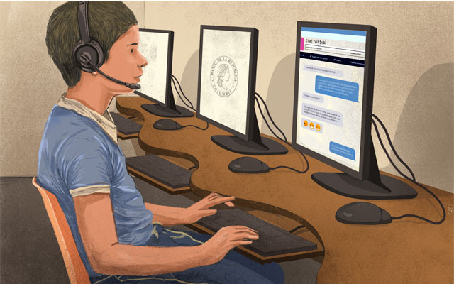 Chat pregunte al bibliotecario pantalla virtual