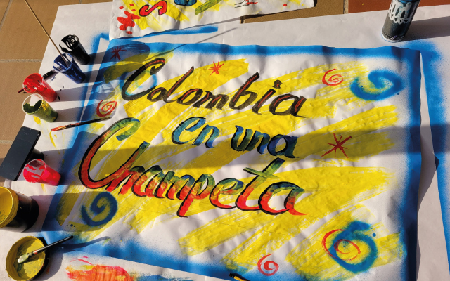 Imagen de cartel Colombia en una champeta - Riohacha elaborado a mano por el artista Beje.
