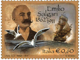 Estampilla conmemorativa de Emilio Salgari