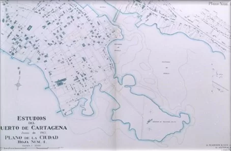 Estudios del puerto de Cartagena, plano de la ciudad, hoja 4, 1915