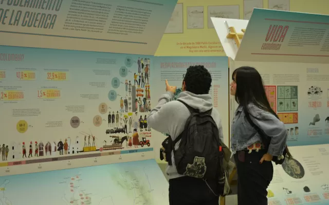 Exposición El Magdalena una cuenca posible, en la Biblioteca Luis Ángel Arango 2024.