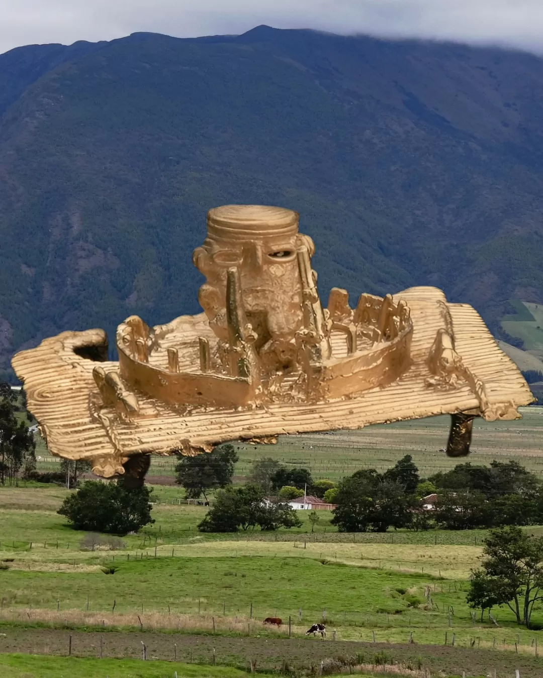 Figura votiva (Con figuras antropomorfas). Cordillera Oriental - Muisca 600 d.C. - 1600 d.C.