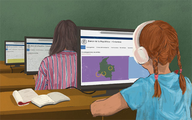 Investigador joven consultando en computador