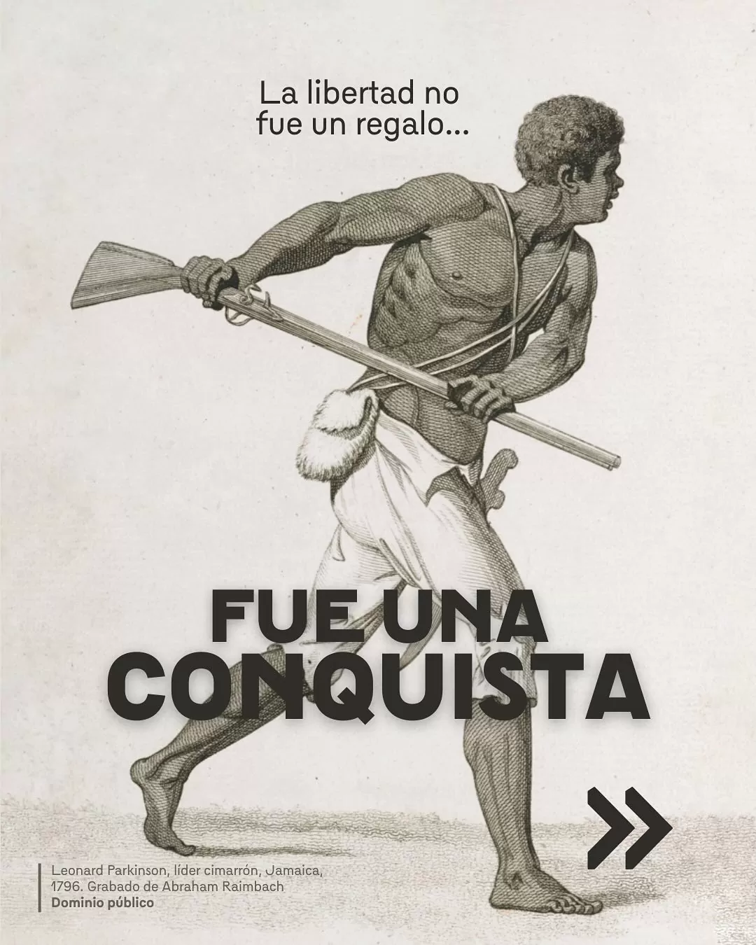 Líder cimarrón Jamaica. 1796. Leonard Parkinson. Grabado de Abraham Raimbach