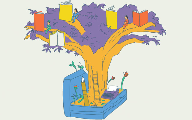 Maleta didáctica de literatura de Colombia (árbol con libros)