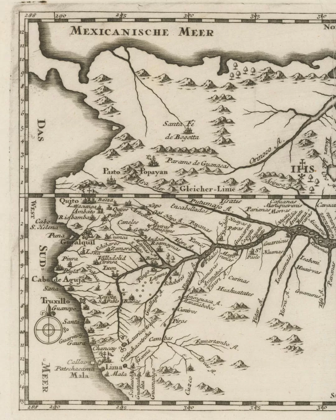 Mapa del Río Amazonas (Marañón), delineado en 1707 por R. P. Samuele Fritz para la compañía de Jesús